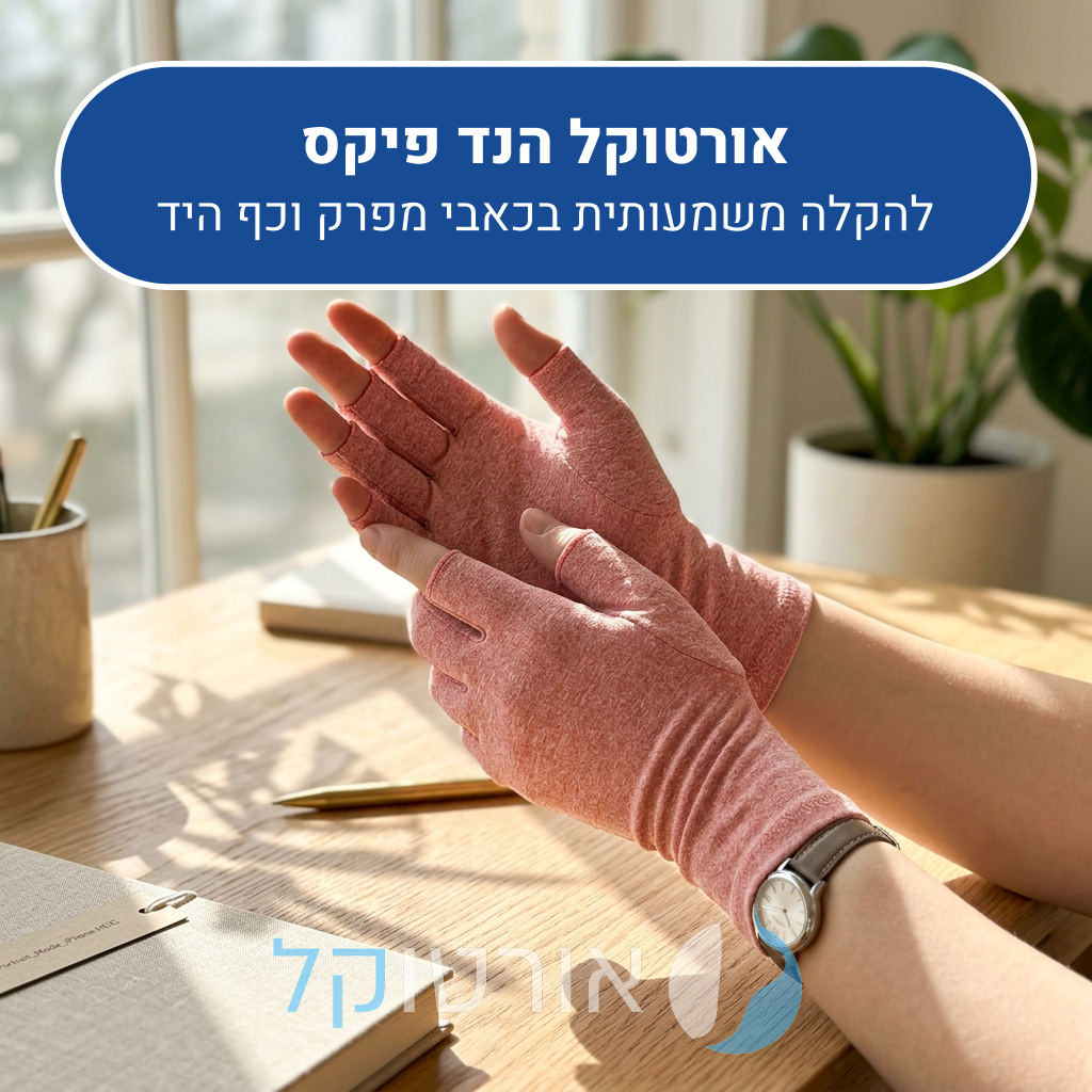 זוג כפפות אורטוקל הנד פיקס בצבע ורוד, להקלה משמעותית בכאבי מפרק וכף היד