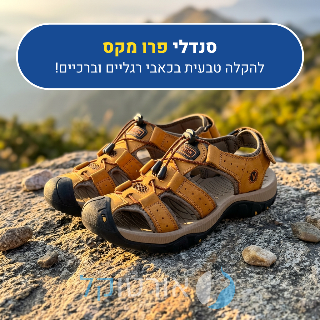 סנדלי אורטוקל פרו מקס בצבע צהוב בהיר, להקלה טבעית בכאבי רגליים וברכיים