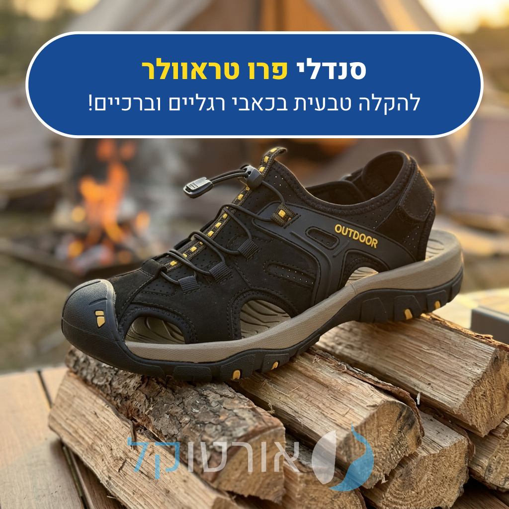 סנדלי אורטוקל פרו טראוולר בצבע שחור, להקלה טבעית בכאבי רגליים וברכיים