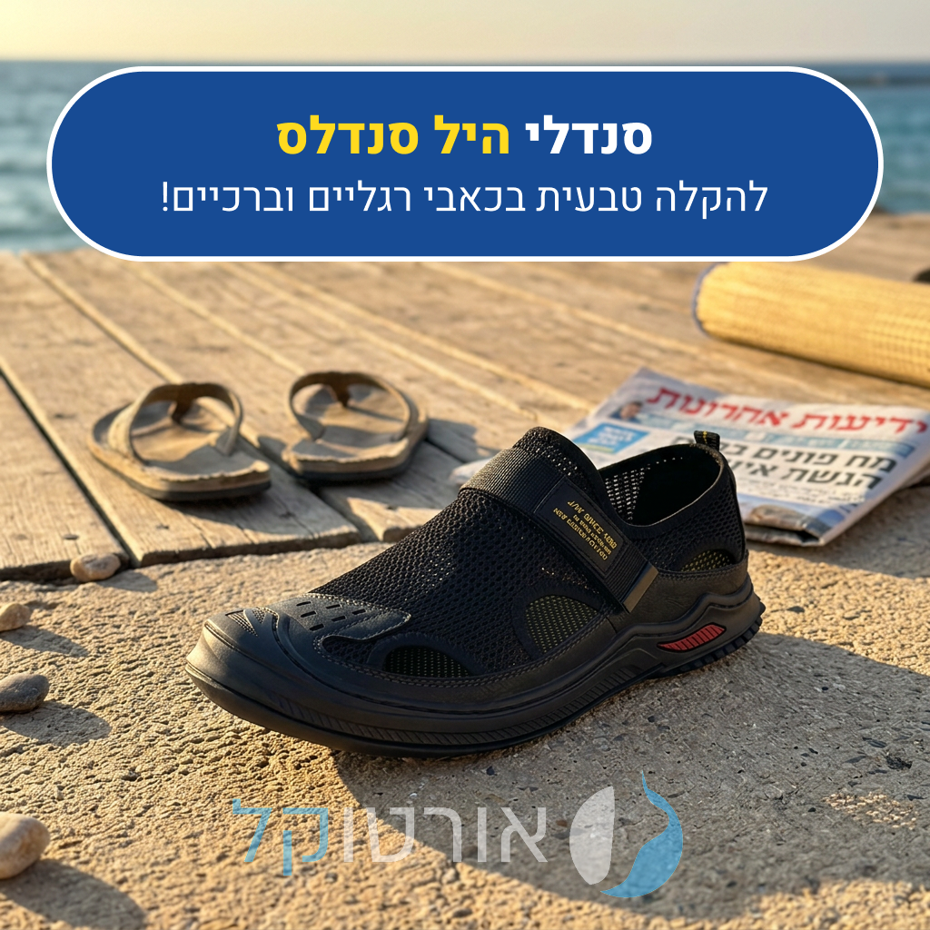 סנדלי אורטוקל היל סנדל בצבע שחור, להקלה טבעית בכאבי רגליים וברכיים