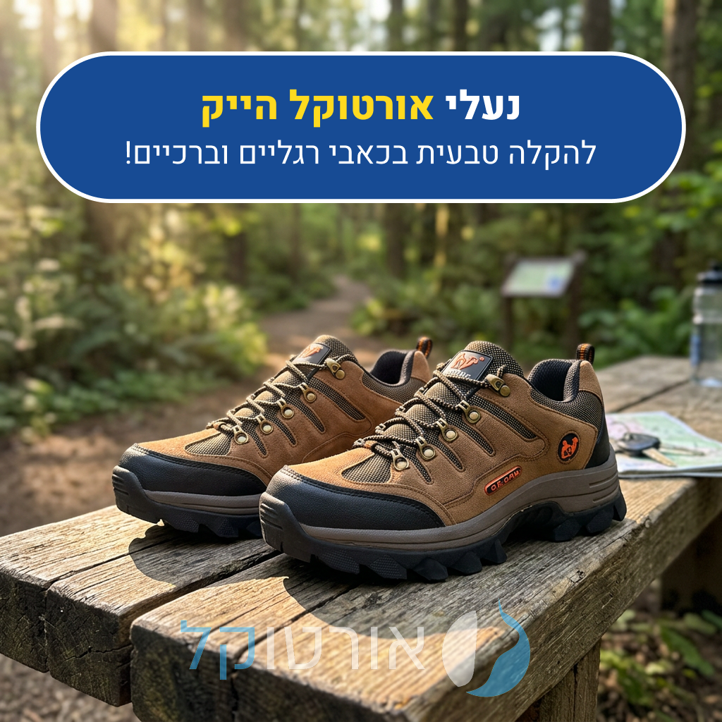 נעלי טיולים נוחות אורטוקל הייק בצבע חום בהיר, להקלה טבעית בכאבי רגליים וברכיים