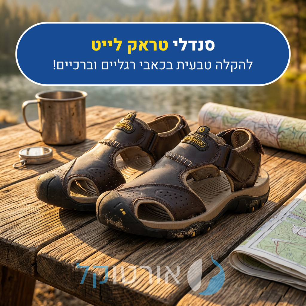 סנדלי אורטוקל טראק לייט בצבע חום כהה, להקלה טבעית בכאבי רגליים וברכיים