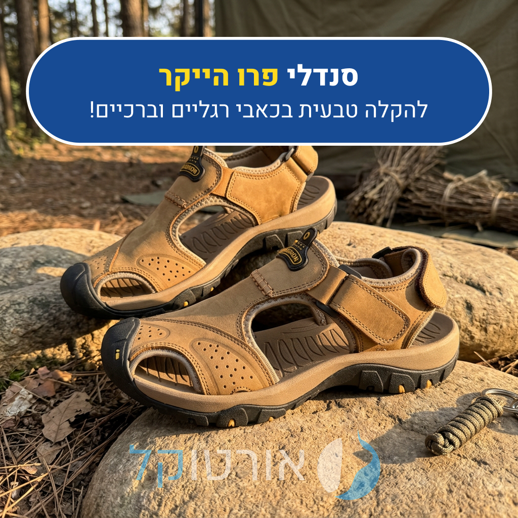סנדלי אורטוקל פרו הייקר בצבע חום, להקלה טבעית בכאבי רגליים וברכיים